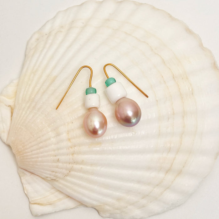 SNOW CAPPED PEARL EARRINGS