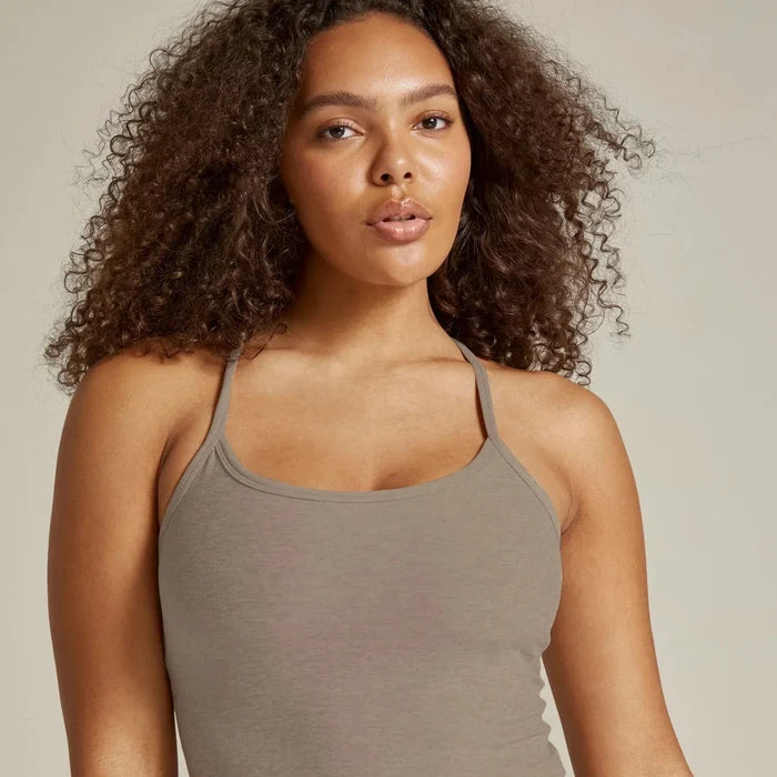Spacedye Slim Racerback Cropped Tank - Birch Heather