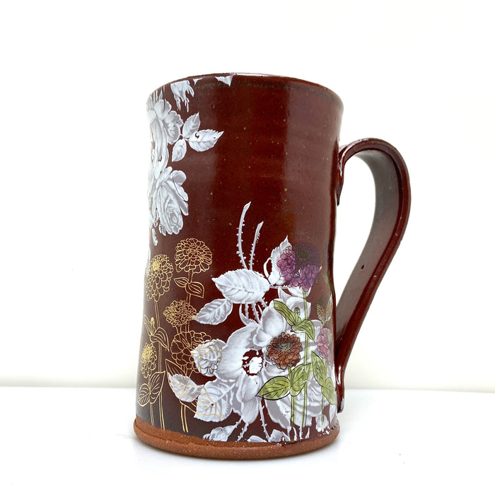 Tall zinnia mug in stoneware