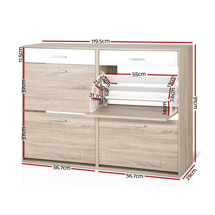 Two Tier Shoe Cabinet - Wood-Home Living Store-