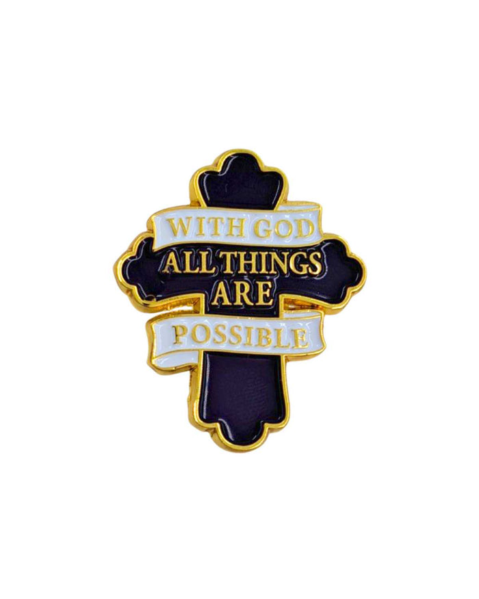With God All Things Are Possible Inspirational Enamel Pin with Metal Frame