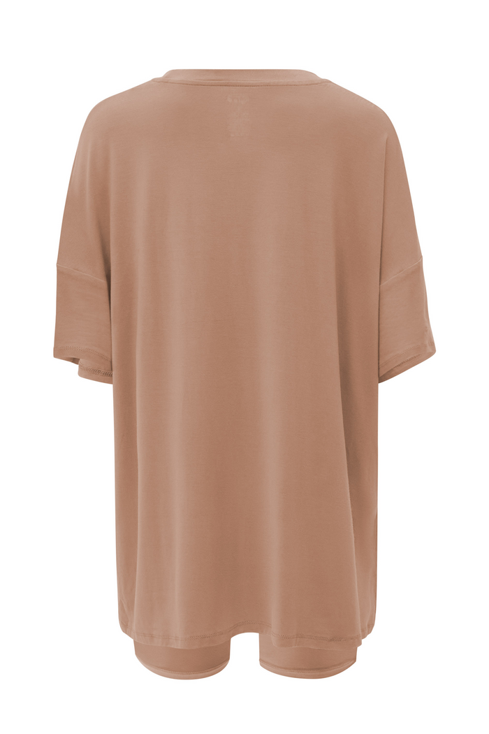 Back view of Women’s Biker Short Set in Latte