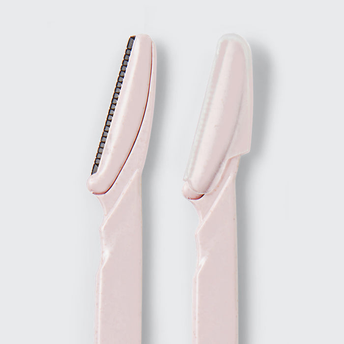 KITSCH Eco-Friendly Dermaplaner 12-pack in blush — product flat lay — wheat straw handle dermaplaner for gentle facial exfoliation — included FREE in bundle