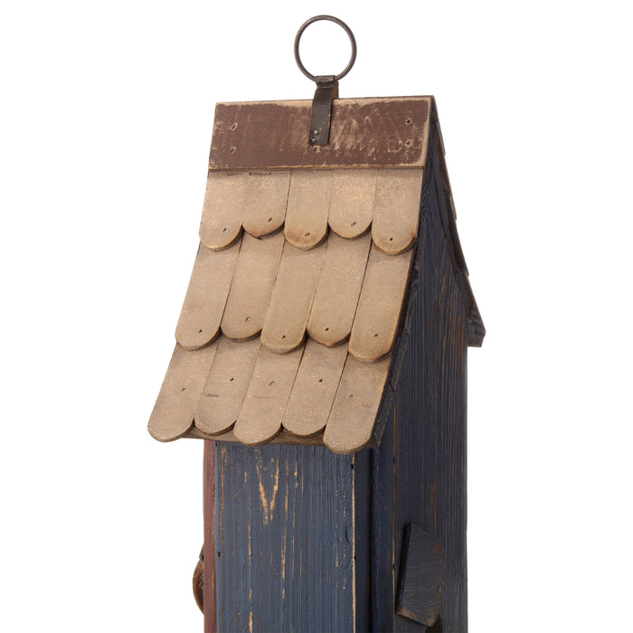 10.04"H USA Patriotic Hand Painted Wood Birdhouse