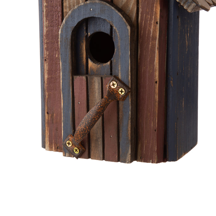 10.04"H USA Patriotic Hand Painted Wood Birdhouse
