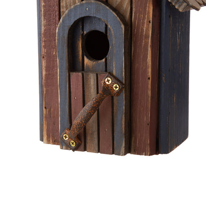 10.04"H USA Patriotic Hand Painted Wood Birdhouse