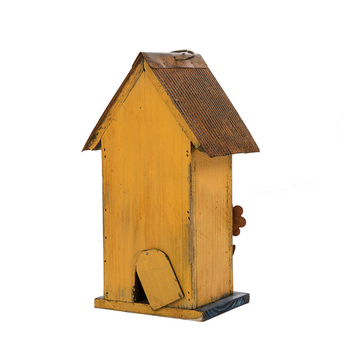 10.24"H Wooden Distressed Flower Garden Birdhouse
