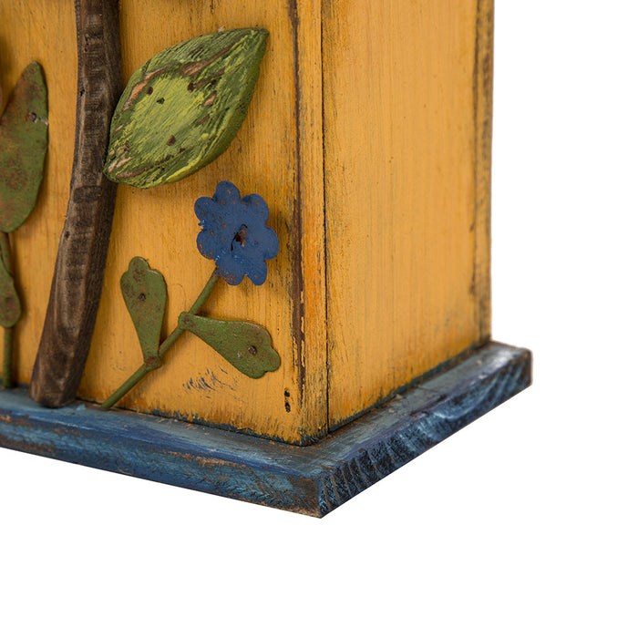 10.24"H Wooden Distressed Flower Garden Birdhouse