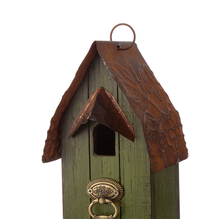 10"H Rustic Garden Distressed Wooden Decorative Birdhouse