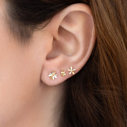 10k Solid Gold Pinwheel Ball Back Stud