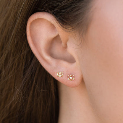10k Solid Gold Salted Pretzel Ball Back Stud