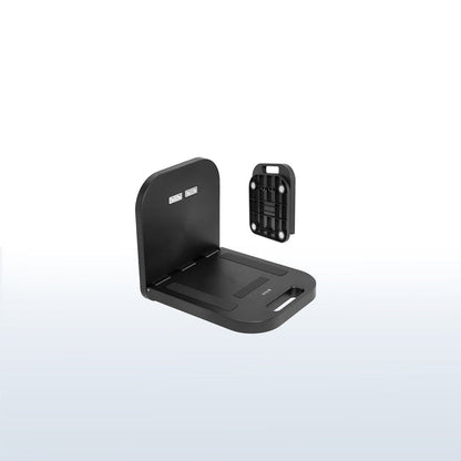 Lightweight magnetic workstation for holding laptops on steel surfaces.