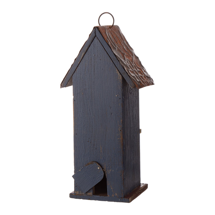 12.6"H Hanging Patriotic Two-Tiered Distressed Wooden/Iron Garden Birdhouse