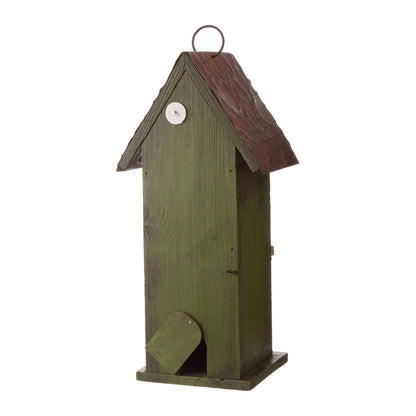 12.8"H Tall Two-Tier Hand Painted Wood Birdhouse