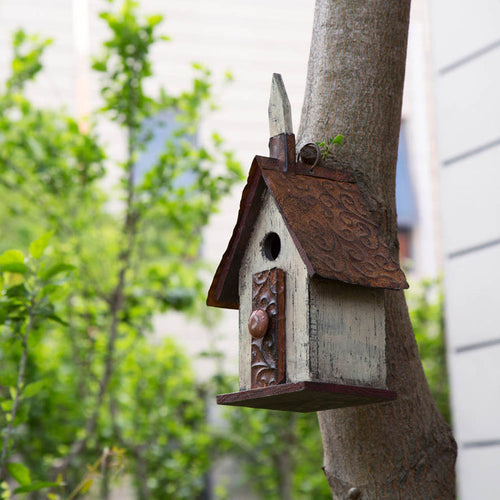13.90"H Distressed Wooden Birdhouse