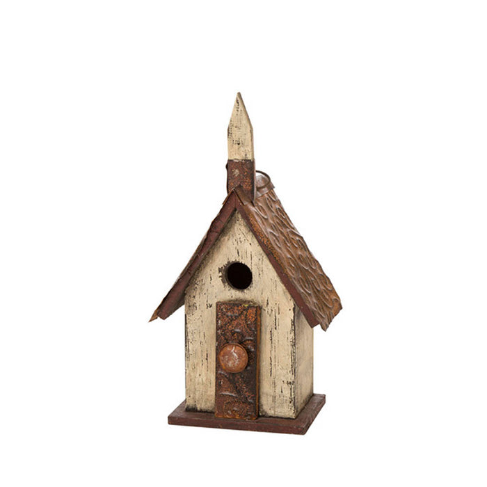 13.90"H Distressed Wooden Birdhouse