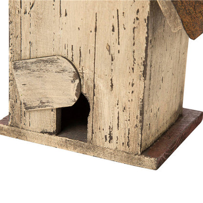 13.90"H Distressed Wooden Birdhouse