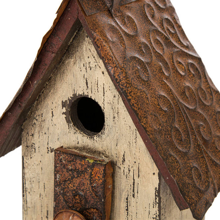 13.90"H Distressed Wooden Birdhouse