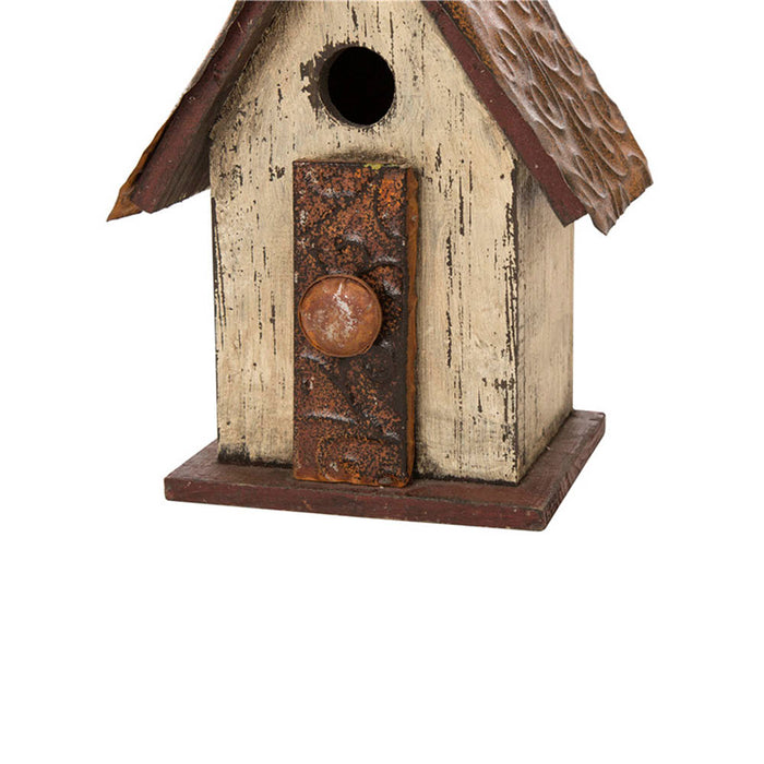 13.90"H Distressed Wooden Birdhouse