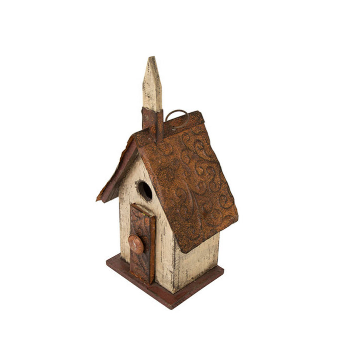 13.90"H Distressed Wooden Birdhouse