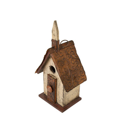 13.90"H Distressed Wooden Birdhouse