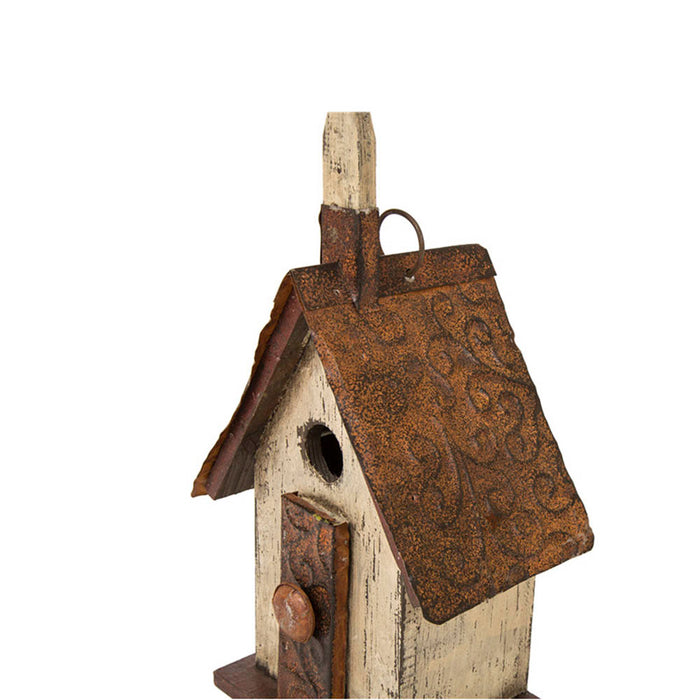 13.90"H Distressed Wooden Birdhouse