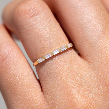14k Solid Gold Baguette Ring