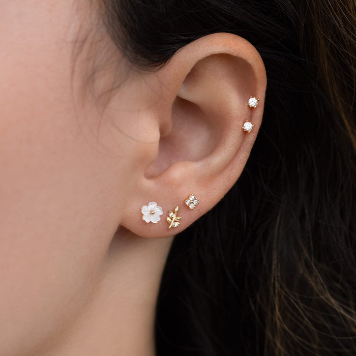 14k Solid Gold Cottage Ivy Studs