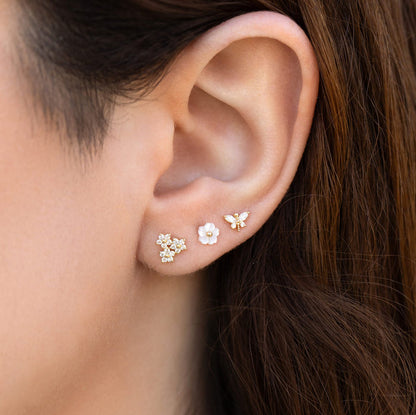 14k Solid Gold Dragonfly Ball Back Stud