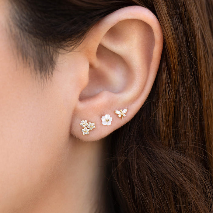 14k Solid Gold Oopsie Daisy Ball Back Stud