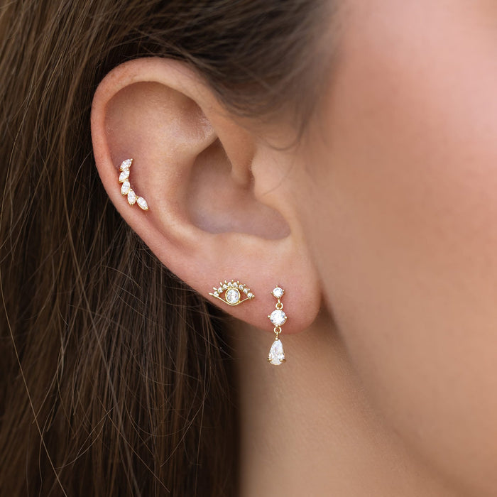 14k Solid Gold Sonnet Ball Back Earring