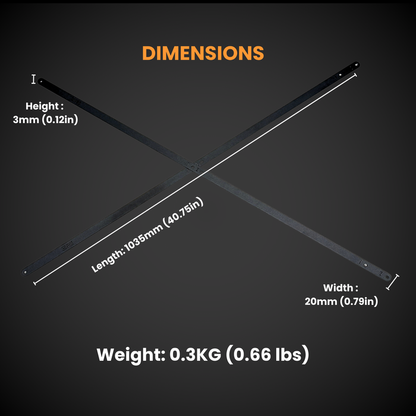 Measurement chart showing dimensions of a 3DPRO 1.5 Slider Bracing Kit (Pack A Shelf) on a dark background