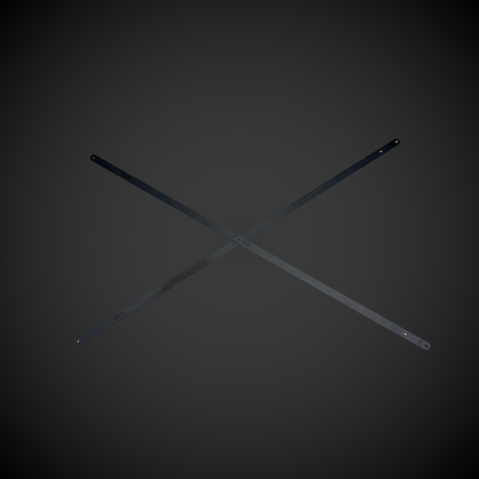 Two crossed 1.5 Slider Bracing Kit (Pack A Shelf) on a dark gray background