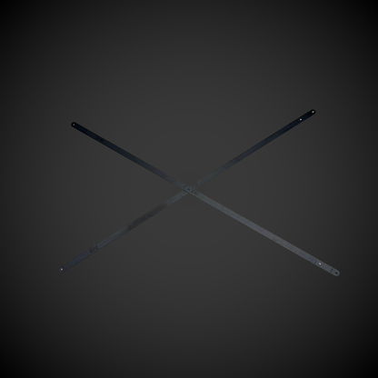 Two crossed 1.5 Slider Bracing Kit (Pack A Shelf) on a dark gray background