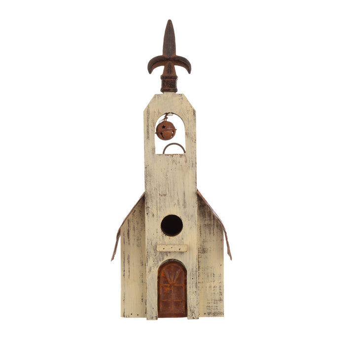 15.63"H Church Rustic Distressed Wooden Birdhouse