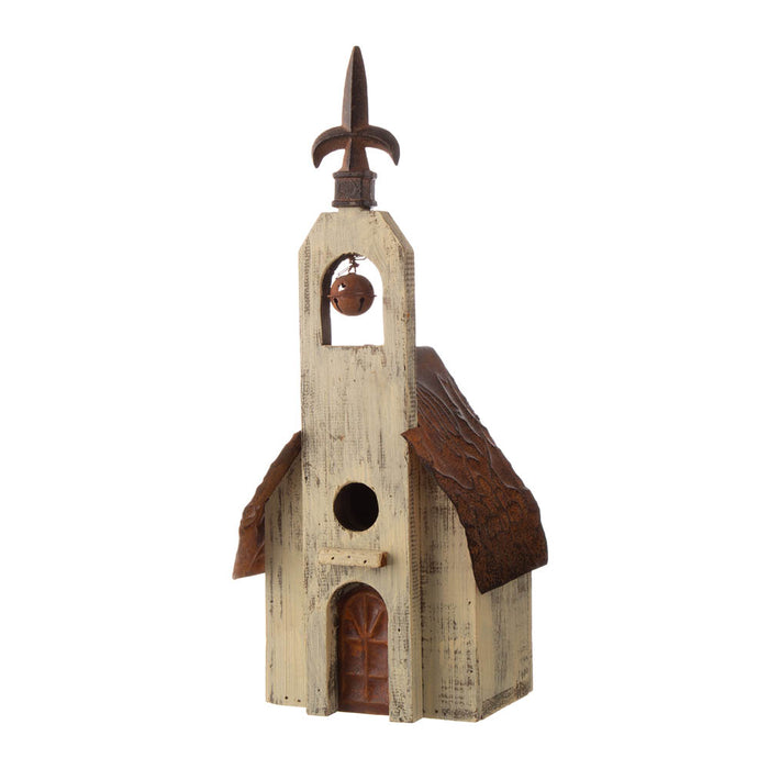 15.63"H Church Rustic Distressed Wooden Birdhouse