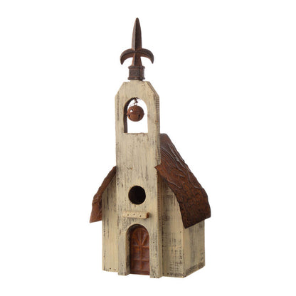 15.63"H Church Rustic Distressed Wooden Birdhouse