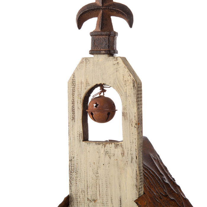 15.63"H Church Rustic Distressed Wooden Birdhouse