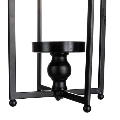 16.50"H Modern Farmhouse Black Metal Candle Lantern, Set of 2