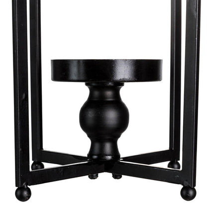 16.50"H Modern Farmhouse Black Metal Candle Lantern, Set of 2