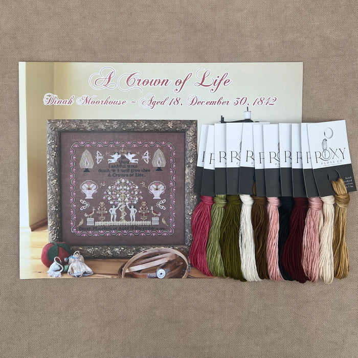 1897 Schoolhouse Samplers - A Crown of Life: Dinah Moorhouse Aged 18, December 30, 1842 -  Physical Chart and/or Roxy Floss