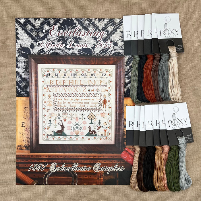 1897 Schoolhouse Samplers - Everlasting: Elfreda Lewis 1833 - Physical Chart and/or Roxy Floss