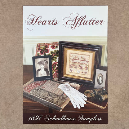 1897 Schoolhouse Samplers - Hearts Aflutter - Physical Chart and/or Roxy Floss