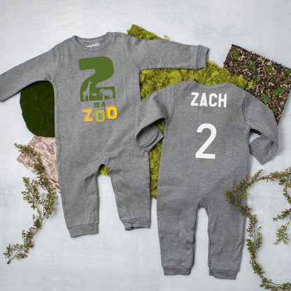 "2 is a Zoo" 2nd Birthday Long Sleeve Romper