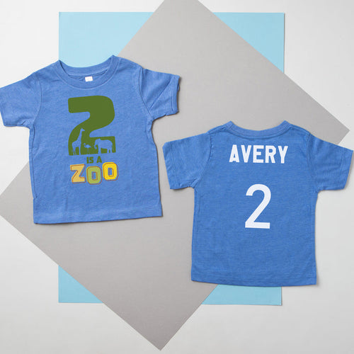 "2 is a Zoo" 2nd Birthday Personalized T-shirt