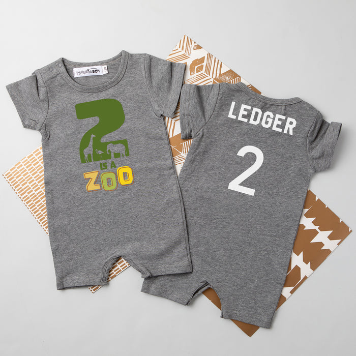 "2 is a Zoo" Personalized 2nd Birthday Shorts Romper