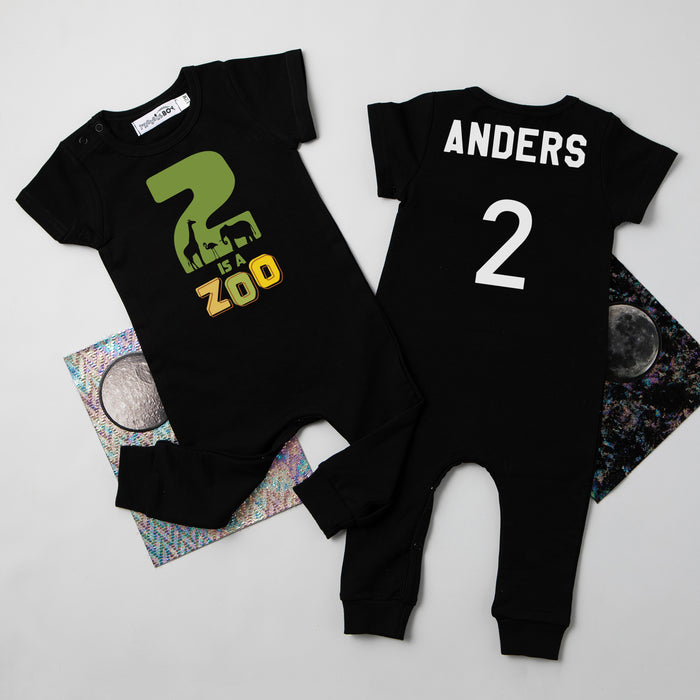 "2 is a Zoo" Slim Fit Short Sleeve 2nd Birthday Romper