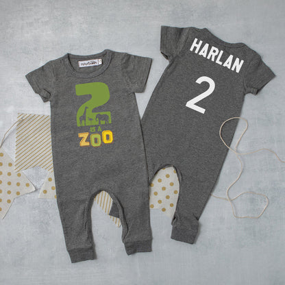 "2 is a Zoo" Slim Fit Short Sleeve 2nd Birthday Romper