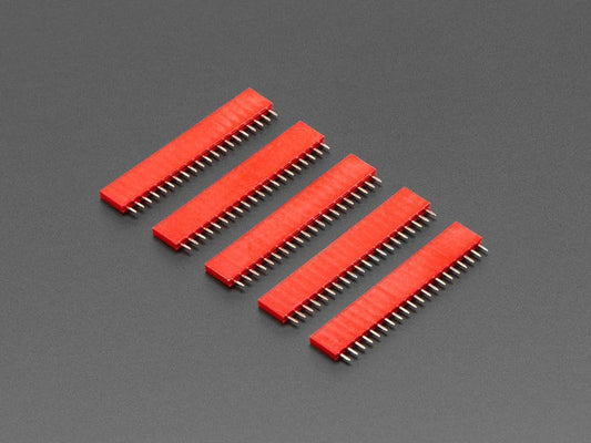 20-pin 0.1" Female Header - Red - 5 pack by The Pi Hut - The Pi Hut