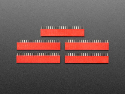 20-pin 0.1" Female Header - Red - 5 pack by The Pi Hut - The Pi Hut